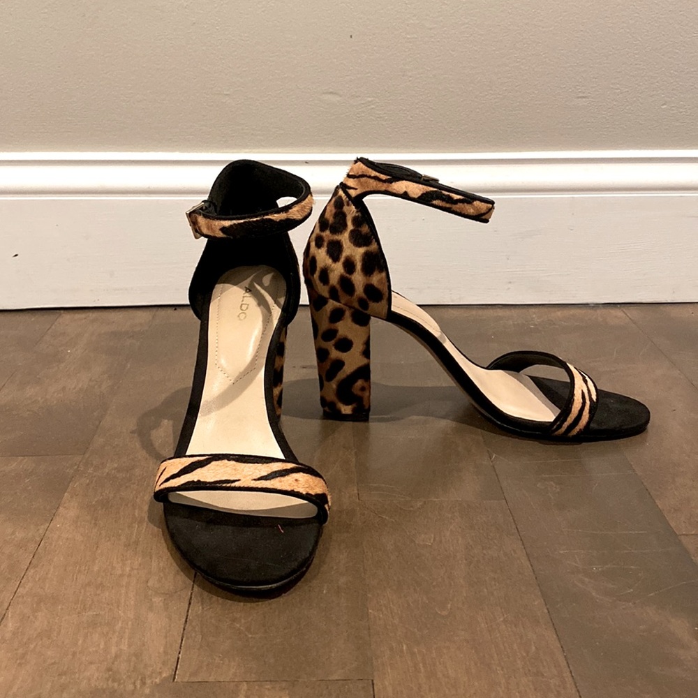 Animal Print Heeled Aldo Sandals size 8